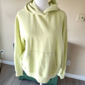 North Face Hoodie Womens Medium Long Sleeve Graphic Pocket Green/yellow